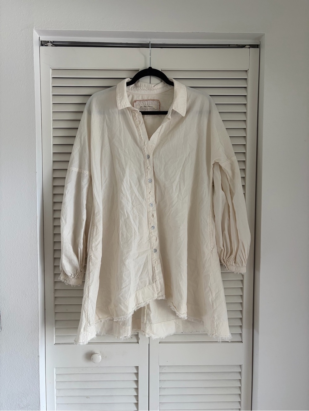 We The Free Cream Button-Down Tunic Shirt sz XS